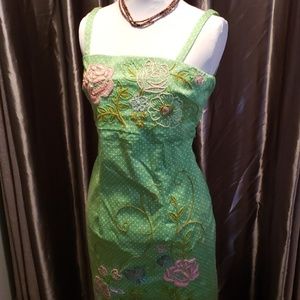 DOLCE RETRO LIME EMBROIDERED  FITTED DRESS *148